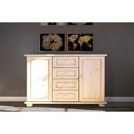קומודה מעוצבת מעץ מלא המכילה 4 מגירות ודלתות דגם 228N